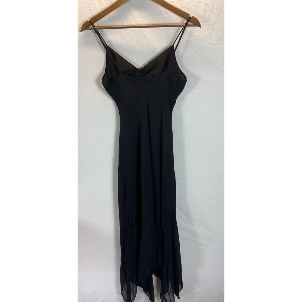 VTG Betsey Johnson size 8 Black Slip midi Dress sweetheart chiffon fairy‎ goth - Picture 2 of 7